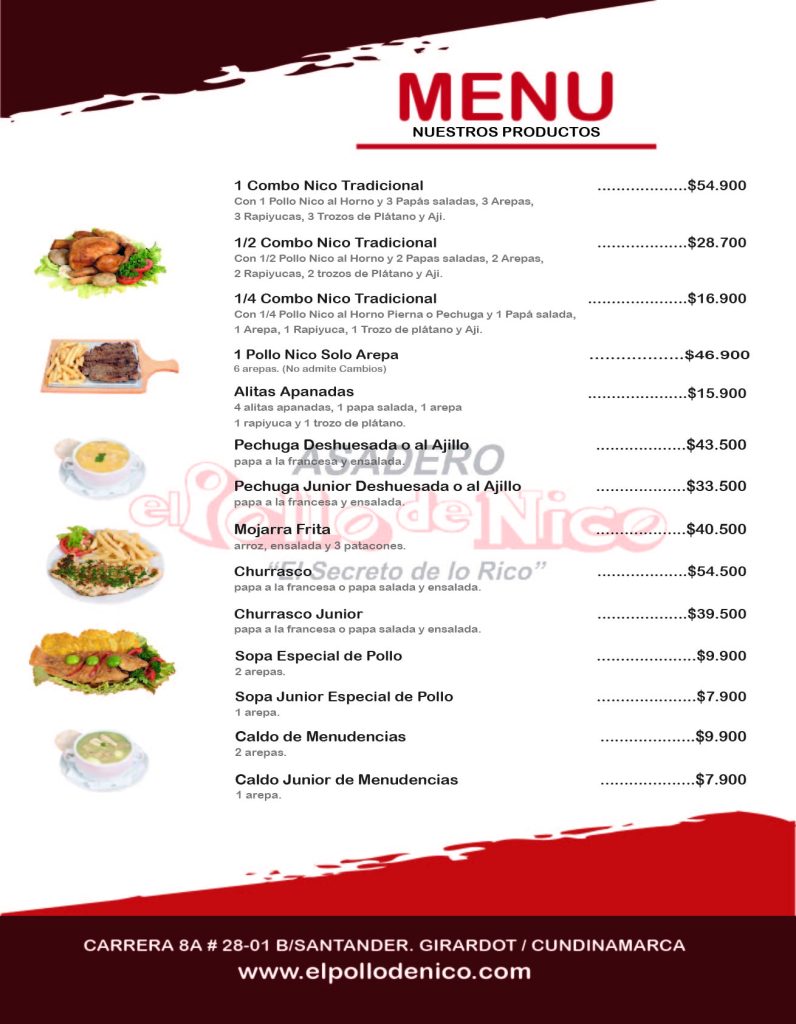 pollo de nico carta menu 2026 2